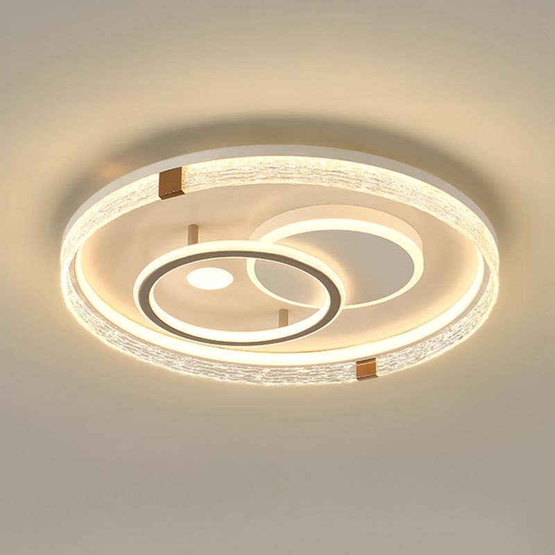 $180 Modish 4 Lights White Alloy Circle Ceiling Light Fixture, Exposed Mount, Direct Wired Electric