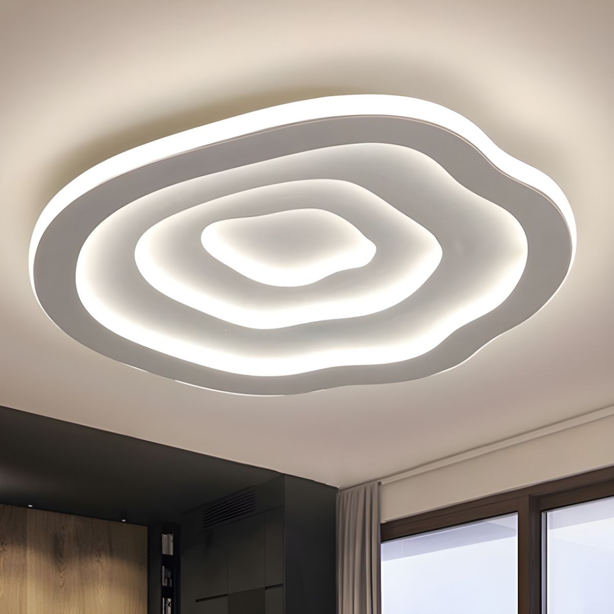 $85 Ripple Acrylic Ceiling Lamp Simplicity 16" Wide LED White Flushmount in White Light