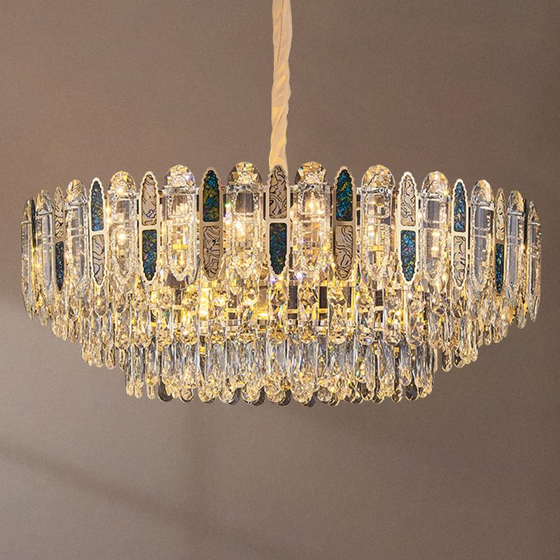 $275 3 Tiers Glassy Shade Chandelier with Adjustable Chain