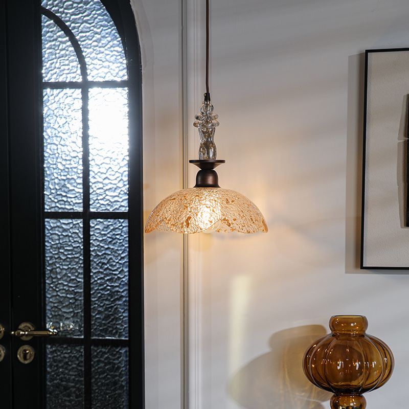 $240 Art Deco Ceiling Light with Clear Resin Shade, Symmetrical Design, Cord Mount, LED & Fluorescent Compatible