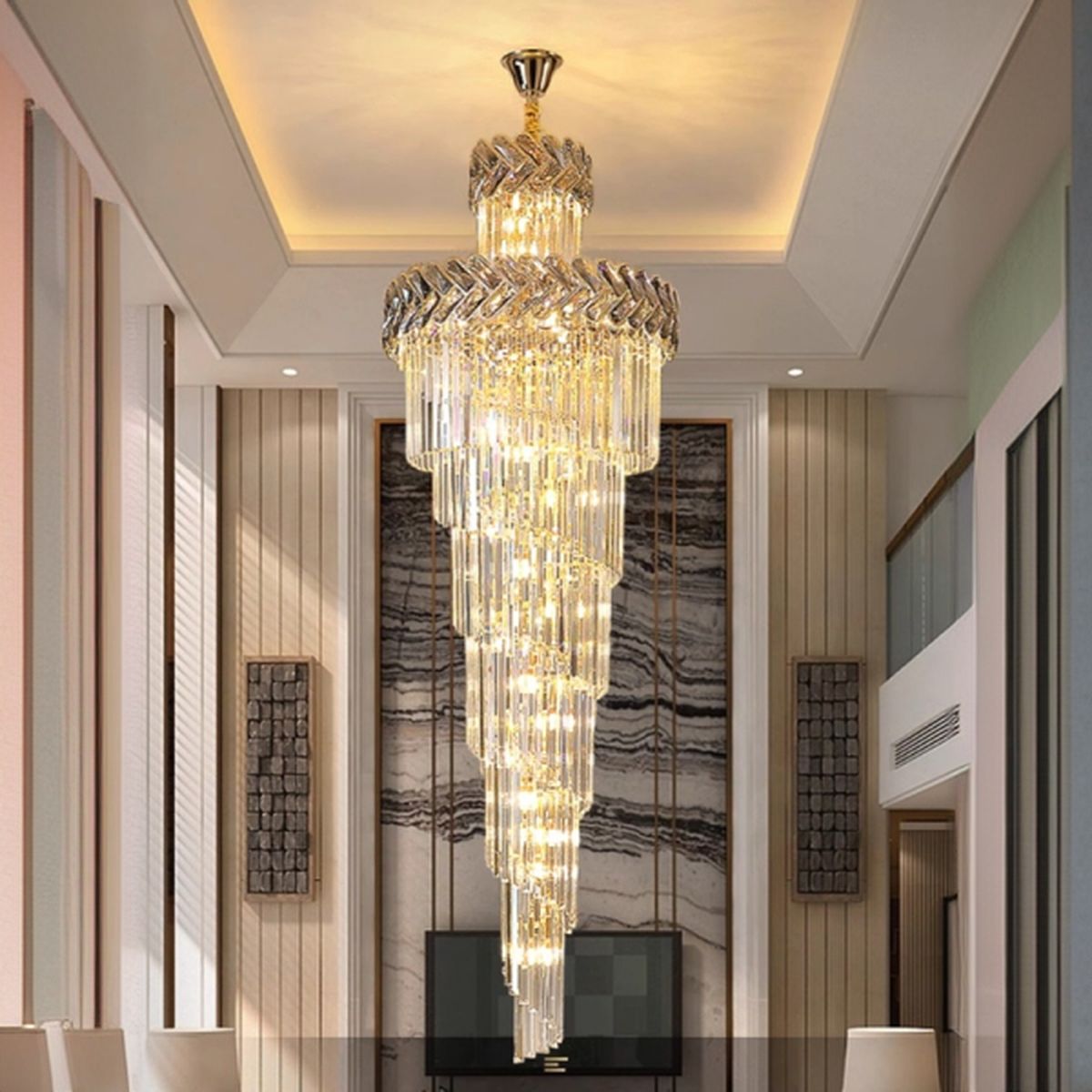 $860 Elegant 36 Lights Light Chandelier with Transparent Shade and Adjustable Height 