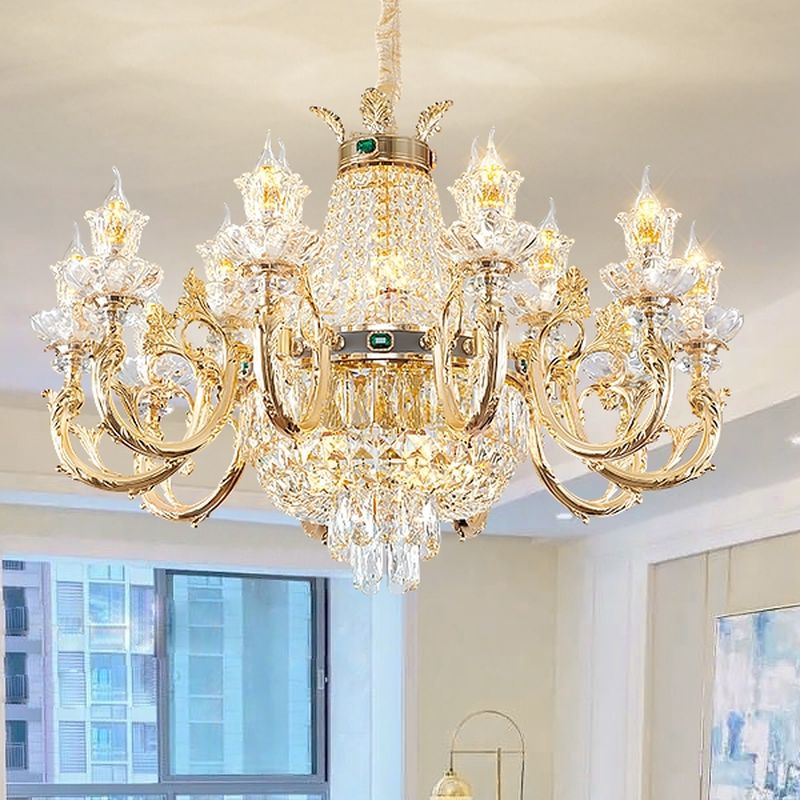 $530 2-Tier Glassy Chandelier with Adjustable Chain